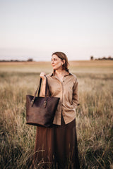 The Market Tote in Cocoa - Saddler & Co - Saddler & Co | Australian Made Leather Goods