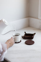 Simple Leather Holder with Coasters - Set of 4 | Caramel - Saddler & Co - Saddler & Co | Australian Made Leather Goods