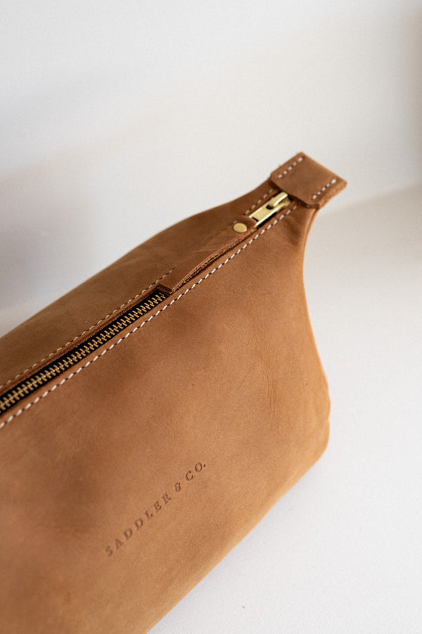 NEW Leather Toiletry Bag in Nutmeg | [Pre-Order early June Delivery] - Saddler & Co - Saddler & Co | Australian Made Leather Goods