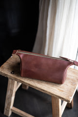 Leather Toiletry Bag in Caramel