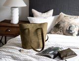 The Flora Tote in Moss
