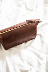 Leather Toiletry Bag in Caramel