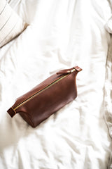 Leather Toiletry Bag in Caramel