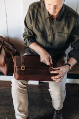 The Saddler's Briefcase | Caramel Leather - Saddler & Co - Saddler & Co | Australian Made Leather Goods