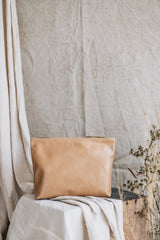 The Classic Clutch in Barley - Saddler & Co - Saddler & Co | Australian Made Leather Goods