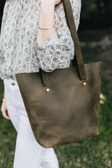 The Flora Tote in Moss - Saddler & Co - Saddler & Co | Australian Made Leather Goods