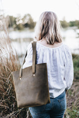 The Flora Tote in Moss - Saddler & Co - Saddler & Co | Australian Made Leather Goods