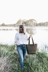 The Flora Tote in Moss - Saddler & Co - Saddler & Co | Australian Made Leather Goods