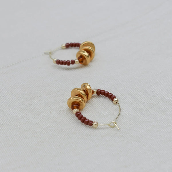Gold & Chocolate Hoop Earrings