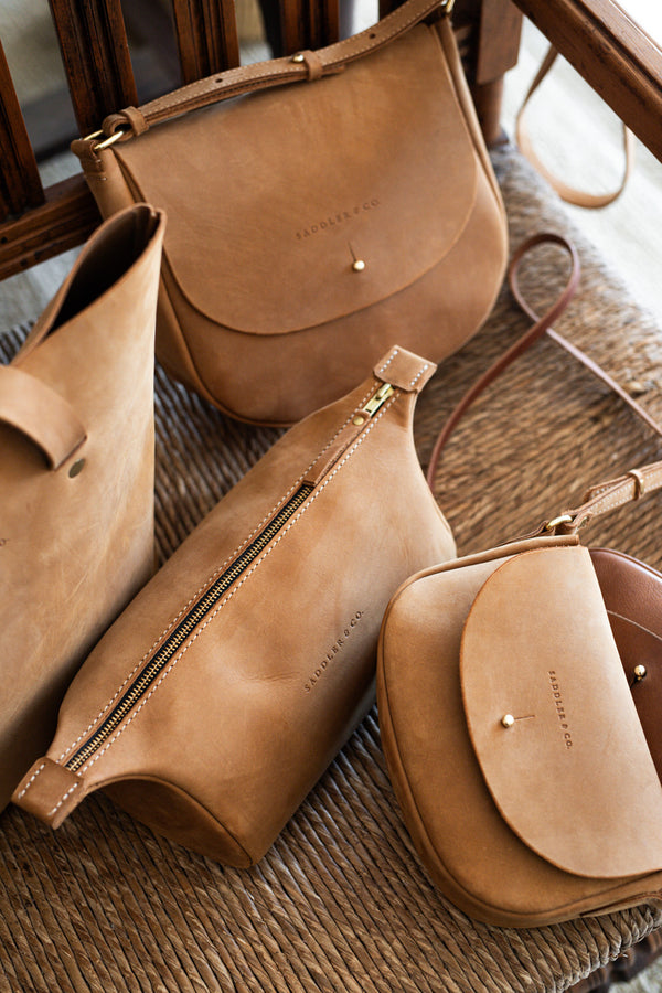 NEW Leather Toiletry Bag in Nutmeg | [Pre-Order early June Delivery]