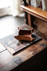 Tan Leather Hold All Tray - Small