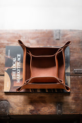 Tan Leather Hold All Tray - Small