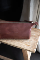 Leather Toiletry Bag in Caramel