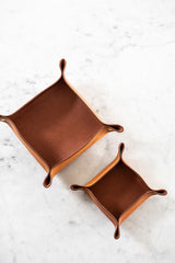 Tan Leather Hold All Tray - Small