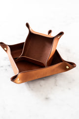 Tan Leather Hold All Tray - Small