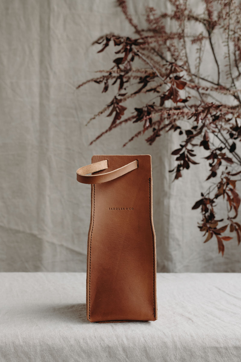 Leather Wine Bag in Toffee - Saddler & Co - Saddler & Co | Australian Made Leather Goods