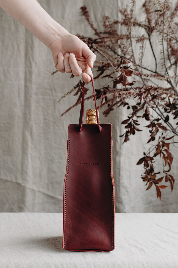 Leather Wine Bag in Bramble | Special Edition - Saddler & Co - Saddler & Co | Australian Made Leather Goods