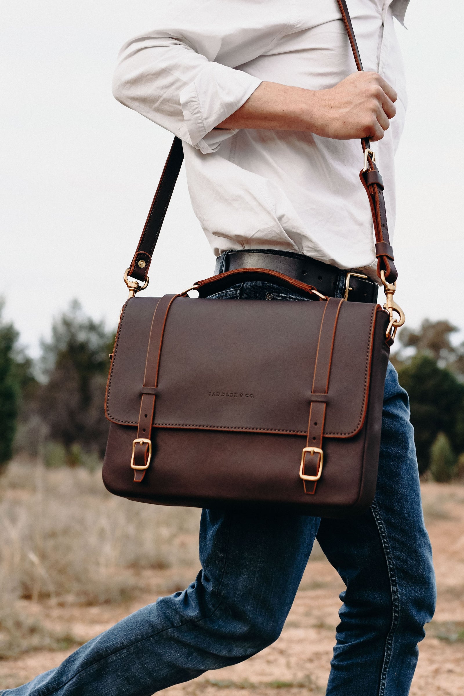 Saddle bag briefcase on sale