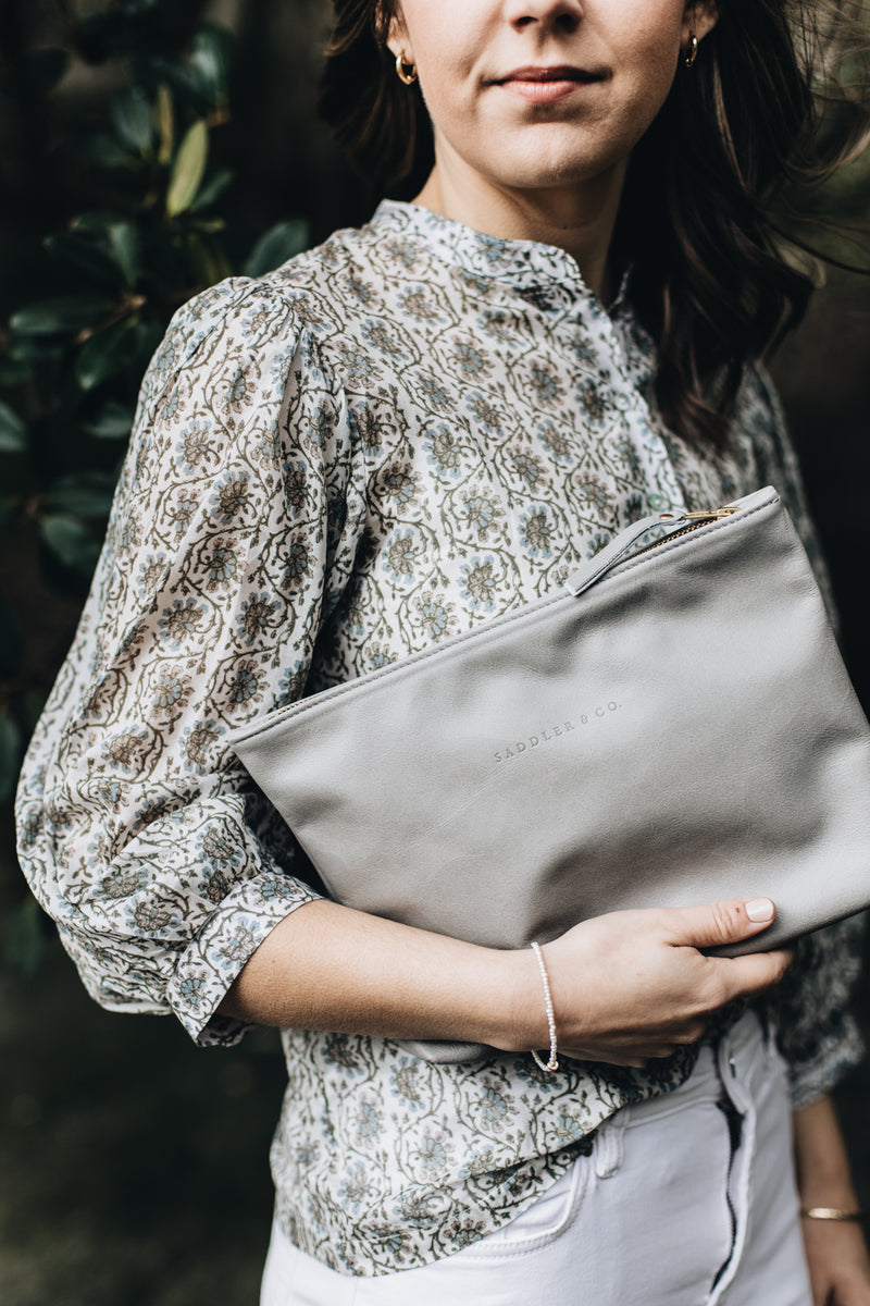 The Classic Clutch in Mist | NEW - Saddler & Co - Saddler & Co | Australian Made Leather Goods
