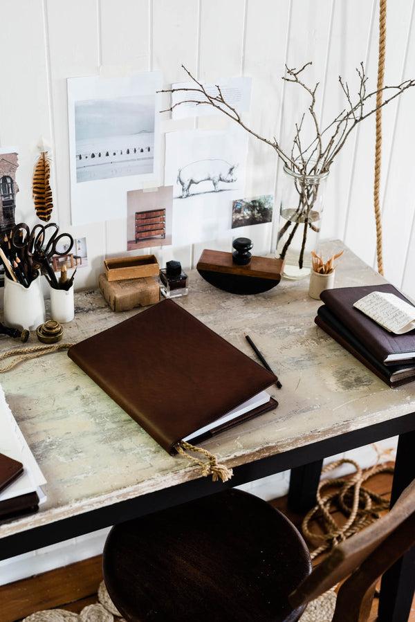 A4 Leather Journal in Cocoa - Signature Collection - Saddler & Co | Australian Made Leather Goods