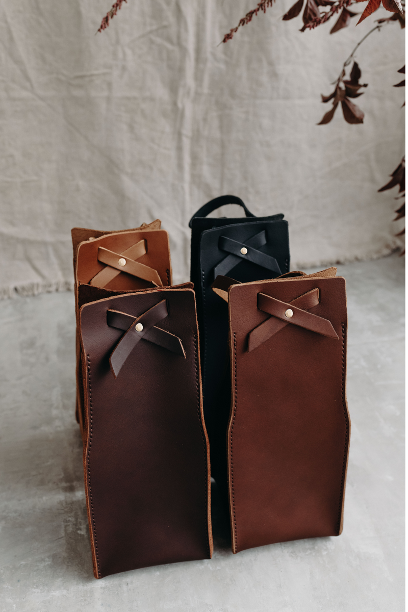 Leather Wine Bag in Black - Saddler & Co - Saddler & Co | Australian Made Leather Goods