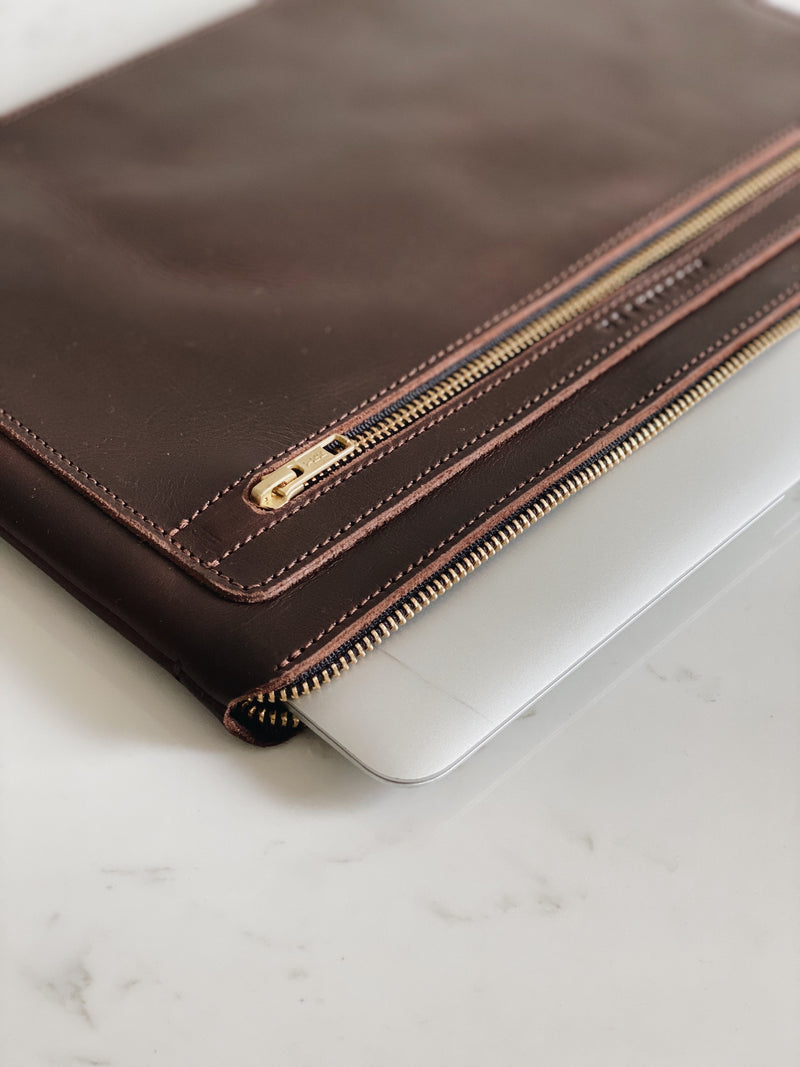 The Laptop Case in Cocoa - Regular size - Saddler & Co - Saddler & Co | Australian Made Leather Goods